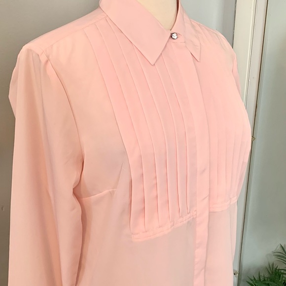 Talbots PINK Button Front Blouse Career Casual L lightweight office - Picture 6 of 9